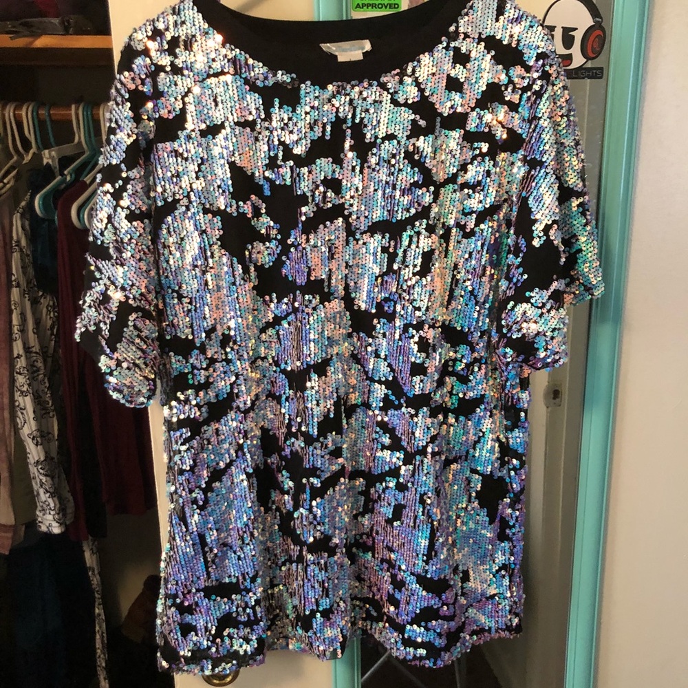Iheartraves sequin oversized shirt